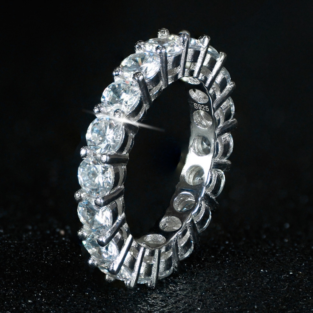 Shiny Wide Eternity Diamond Ring